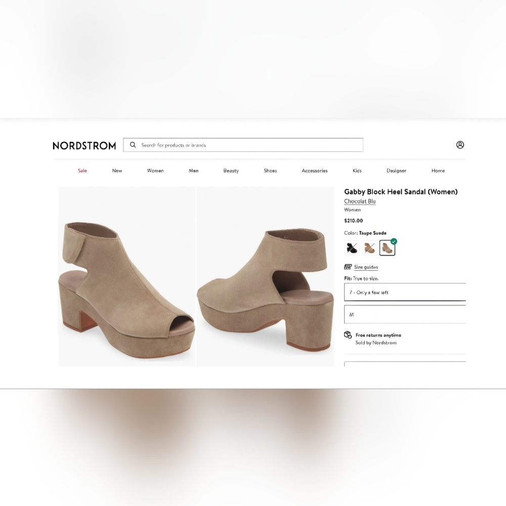 NEW Chocolat Blu Size 7 "Gabby Tan Suede Platform Sandals"
